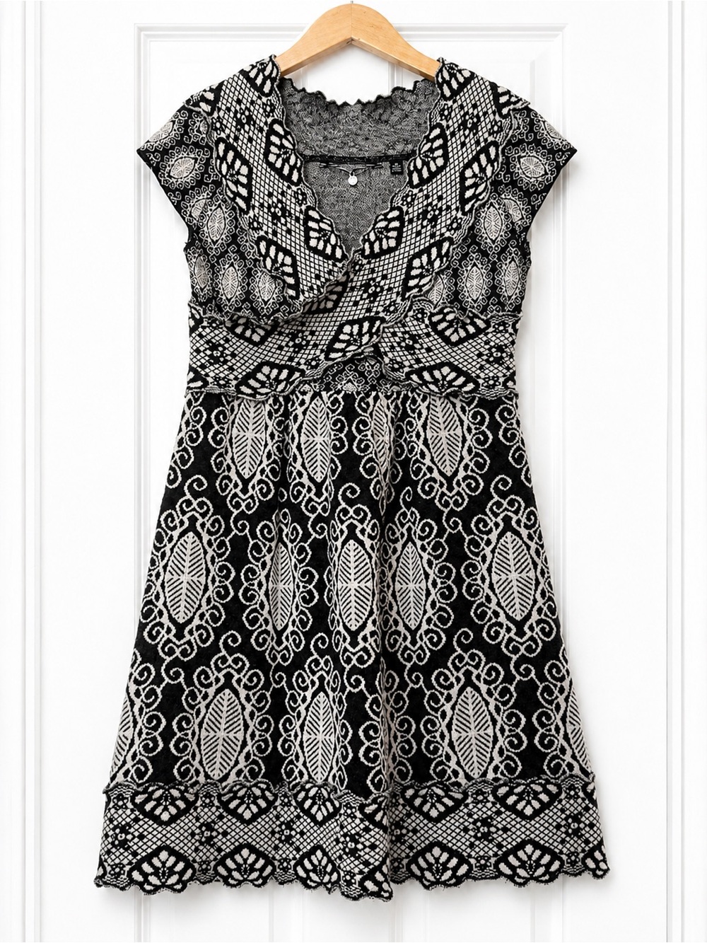 Anthropologie Knitted & Knotted Wool Sweater Dress Fit Flare Medium